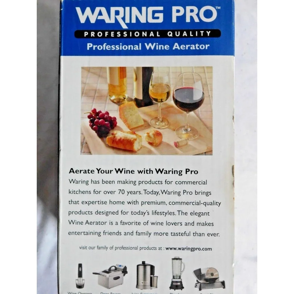 Waring Pro Professional Wine Aerator-Brushed Stainless Accent-New in Box